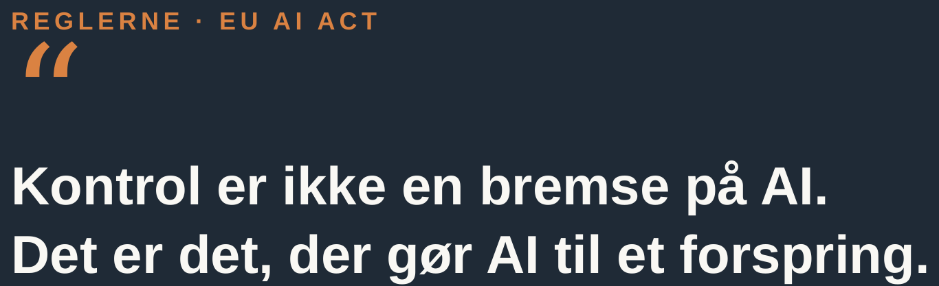 Kontrol er ikke en bremse på AI. Det er det, der gør AI til et forspring.